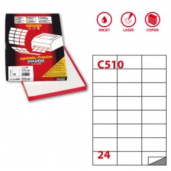 Etichette adesive Markin - 70x37 mm - Nr. etichette / foglio 24 - X210C510 (conf.100)