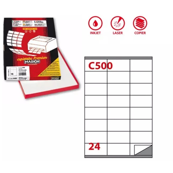 Etichette adesive Markin - 70x36 mm - Nr. etichette / foglio 24 - X210C500 (conf.100)