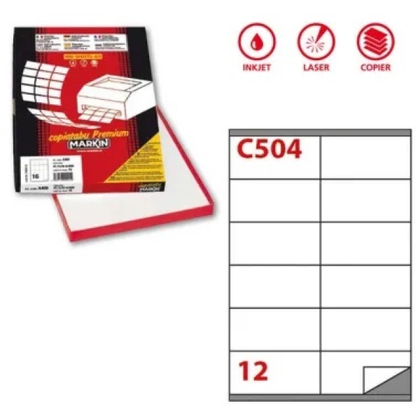 Etichette adesive Markin - 105x48 mm - Nr. etichette / foglio 12 - X210C504 (conf.100)