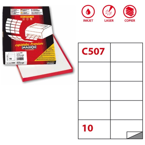 Etichette adesive Markin - 105x59 mm - Nr. etichette / foglio 10 - X210C507 (conf.100)