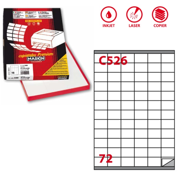 Etichette adesive Markin - 35x23,5 mm - Nr. etichette / foglio 72 - X210C526 (conf.100)