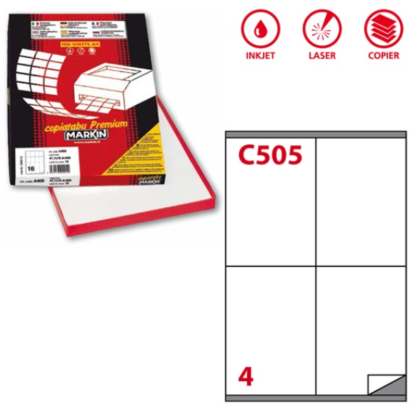 Etichette adesive Markin - 105x140 mm - 4 - X210C505 (conf.100)