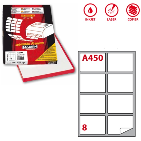 Etichette adesive Markin - 99,1x67,7 mm - Nr. etichette / foglio 8 - X210A450 (conf.100)