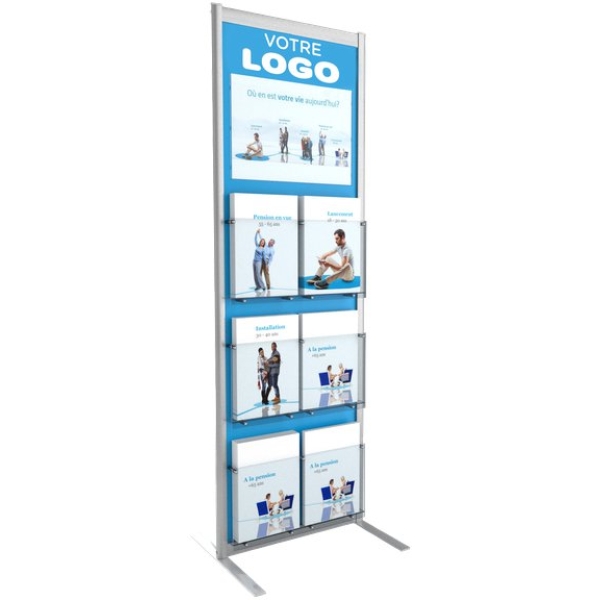 Espositore da terra Infodisplay Paperflow - 7 scomparti - 54x45x159 cm - K500035