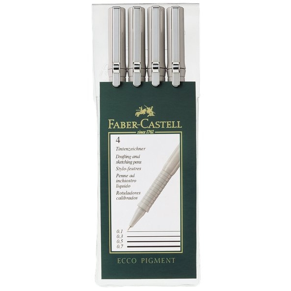 Penna Ecco-Pigment Faber Castell - 0,2/0,4/0,6/0,8 mm - 166004 (conf.4)
