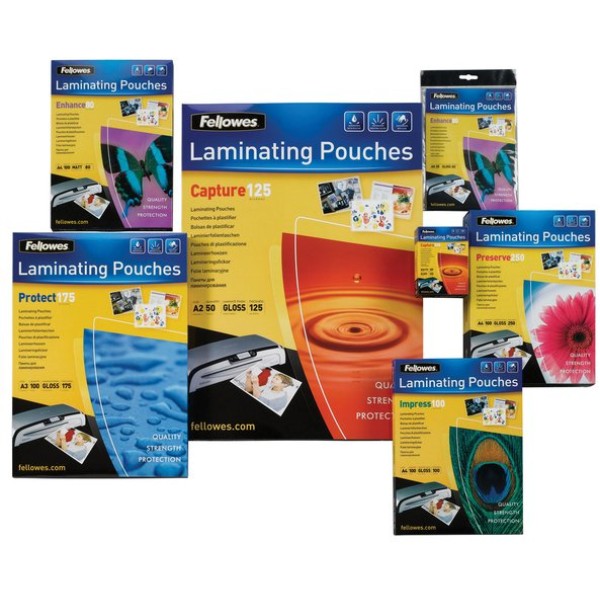 Pouches per plastificatrici Fellowes - 75 micron per lato - A4 - lucida - 5396205 (conf.25)
