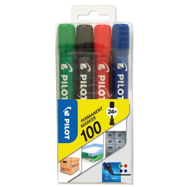 Marcatore permanente SCA 100 Pilot - punta tonda - 1 mm - assortita - 002701 (conf.4)