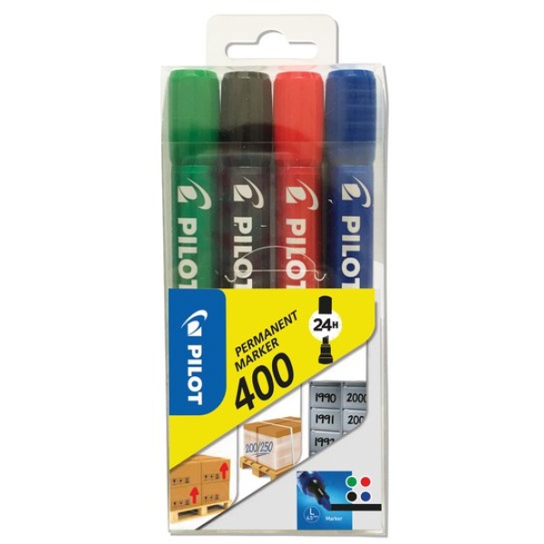 Marcatore permanente SCA 400 Pilot - punta a scalpello - 4 mm - assortita - 002700 (conf.4)