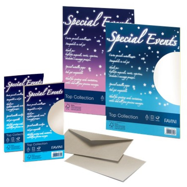 Carta e buste metallizzate Special Events Favini - sabbia - buste - 11X22 cm - 120 g/mq - A57N154 (conf.10)