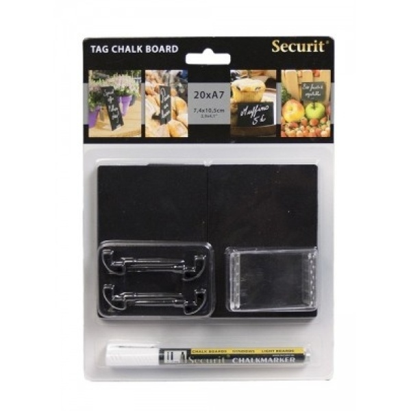 Targhe scrivibili Securit -  A7 - nero - TAG-A7-WT (conf.20)