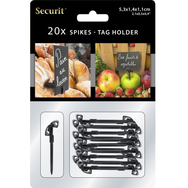 Reggitarghe a chiodo per Targhe scrivibili Securit -  4x6 cm - nero - TAG-HLD-BL (conf.20)