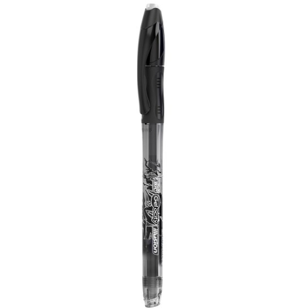 Penna cancellabile Gelocity illusion gel Bic - 0,7 mm - nero - 943441 (conf.12)