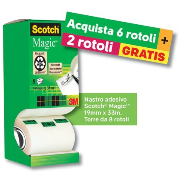 Value Pack nastro adesivo Scotch&reg; Magic&trade; 810 - 19 mm x 33 m - VP 8RT  MAGIC 810 (conf.6+2)