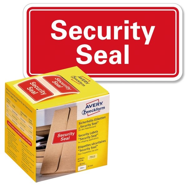 Sigilli di sicurezza Avery "Security Seal "- 38x20 mm - 200 et/rotolo - rosso - 7311