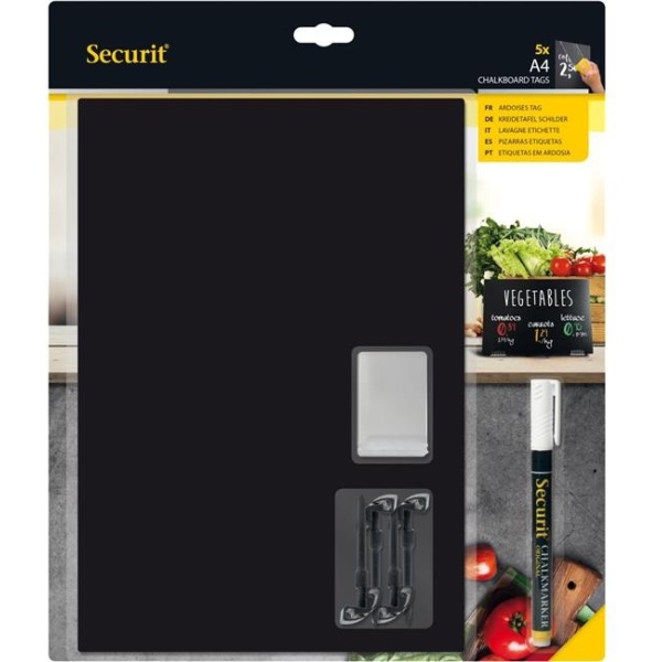 Targhe scrivibili Securit - nero - A4 - TAG-A4-WT (conf.5)