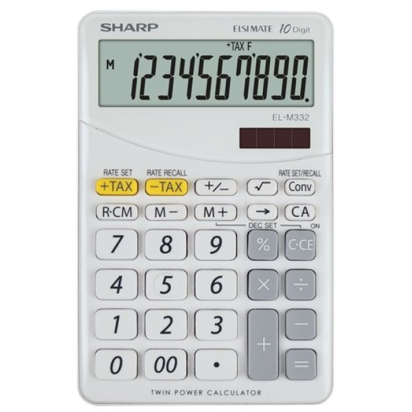 Calcolatrice da tavolo EL-M332B a 10 cifre Sharp - bianco - SH-ELM332BWH