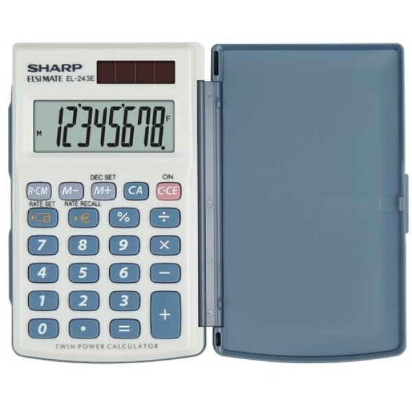 Calcolatrice tascabile EL-243EB a 8 cifre Sharp - grigio - SH-EL243EB