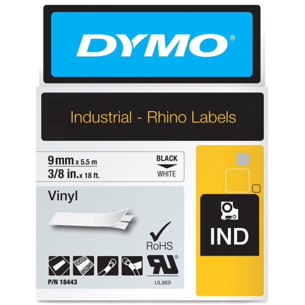 Nastro Dymo 9mm x 5,5m (18443) nero-bianco - 308480