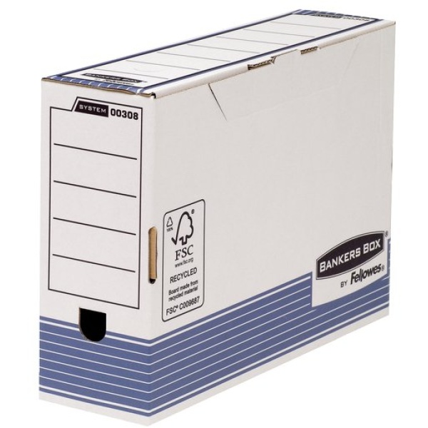 Sistema Di Archiviazione Bankers Box System Fellowes - Contenitore Archivio Legal Dorso 10 Cm - Legal - 36X8X25,5 Cm - Aletta Di Chiusura - 0030801 (Conf.10)
