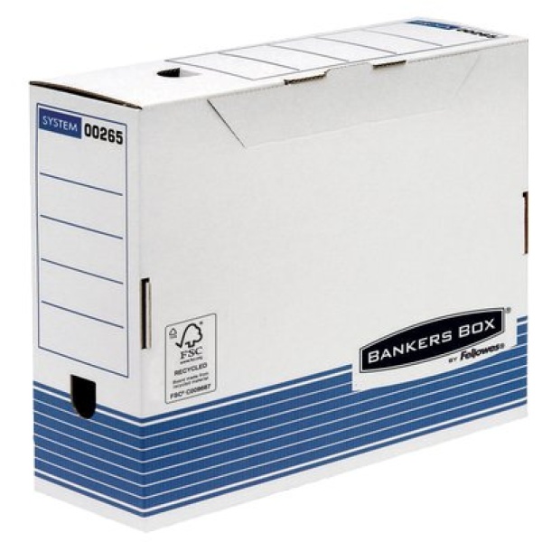 Sistema Di Archiviazione Bankers Box System Fellowes - Contenitore Archivio A4 Dorso 10 Cm - A4 - 31,5X10X26 Cm - Aletta Di Chiusura - 0026501 (Conf.10)
