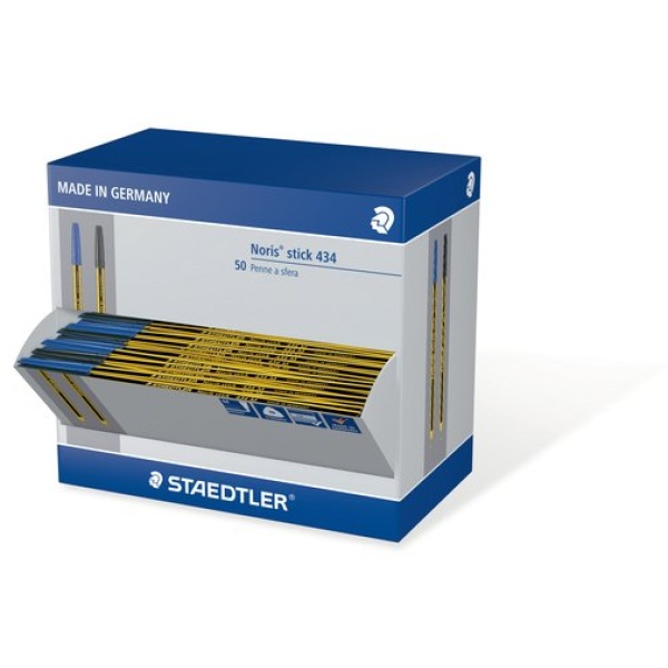 Penna a sfera Noris Stick Staedtler - 25 blu/25 nero - 434SCAPLB (conf.50)