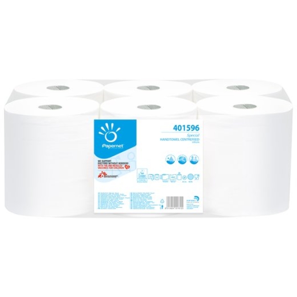 Asciugamani ad estrazione centrale Papernet - 2 veli - 19,7 x 19,25 cm - 450 strappi - 401596 (conf.6)