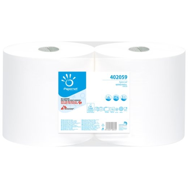 Bobina Asciugatutto industriali in pura cellulosa Papernet - 2 veli - 760 strappi - 402059 (conf.2)
