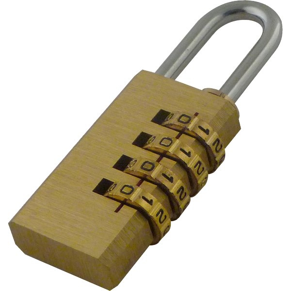 Lucchetto a combinazione Viso - 12,5x28x50 mm - 4 cifre - oro - CL 4 COM SB