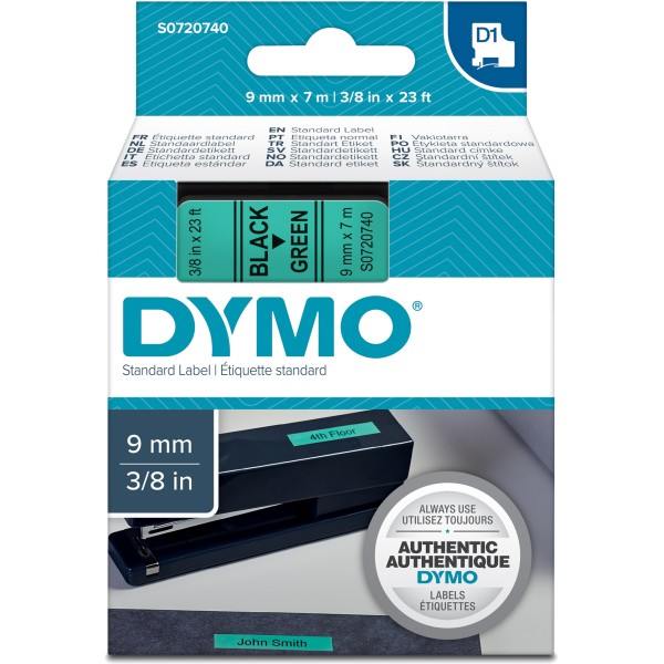 Nastro Dymo 9mm x 7m - 40919 (S0720740) nero-verde - 433519