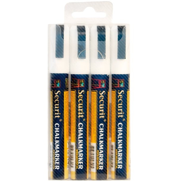 Pennarelli a gesso liquido Securit - 2-6 mm - bianco - SMA510-V4-WT (conf.4)