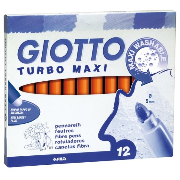Pennarelli Turbo Giotto - Turbo Maxi punta larga - 1-3 mm - arancione - 456005 (conf.12)
