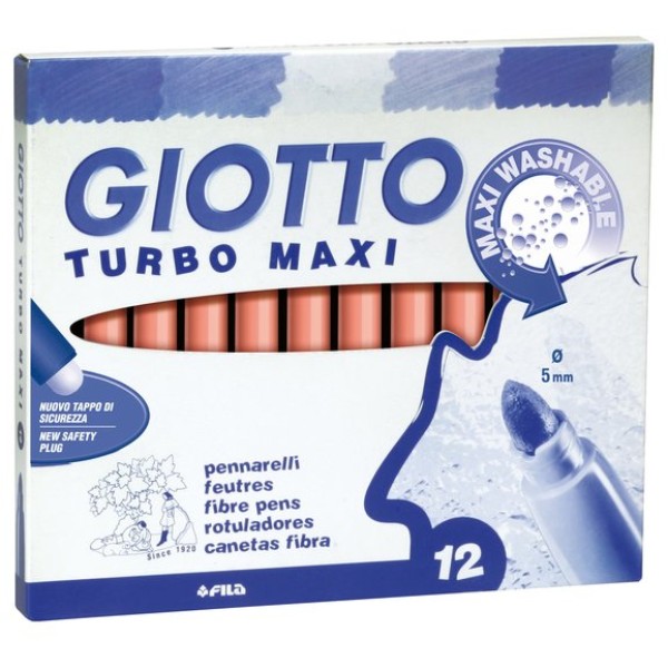 Pennarelli Turbo Giotto - Turbo Maxi punta larga - 1-3 mm - rosa - 456007 (conf.12)