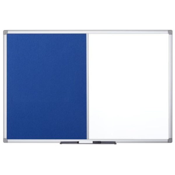 Pannello combo feltro/lavagna bianca Bi-Office - 90x60 cm - feltro grigio - XA0322170