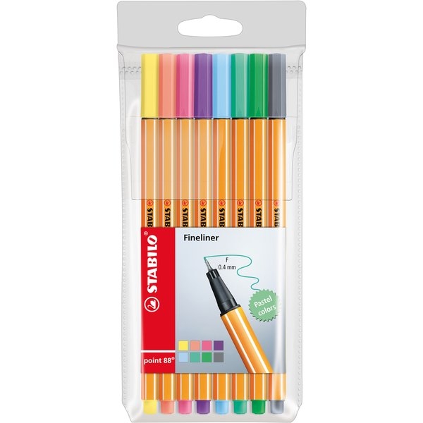 Fineliner point 88&reg;  Stabilo - 0,4 mm - assortiti pastell - 88/8-01 (conf.8)