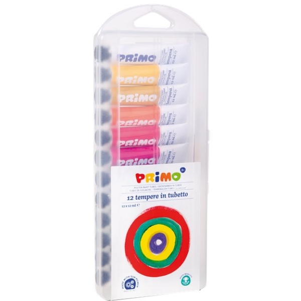 Tempera tubetti alluminio Primo - 32,3 x 25,5 x 10,2 cm - 12 ml - assortiti - 448T12AP (conf.12)
