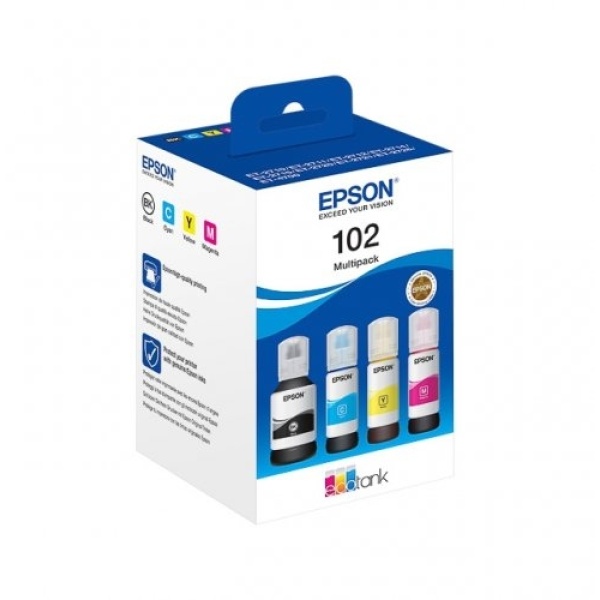 Flacone Epson 102 (C13T03R640) nero-ciano-magenta-giallo - B00897