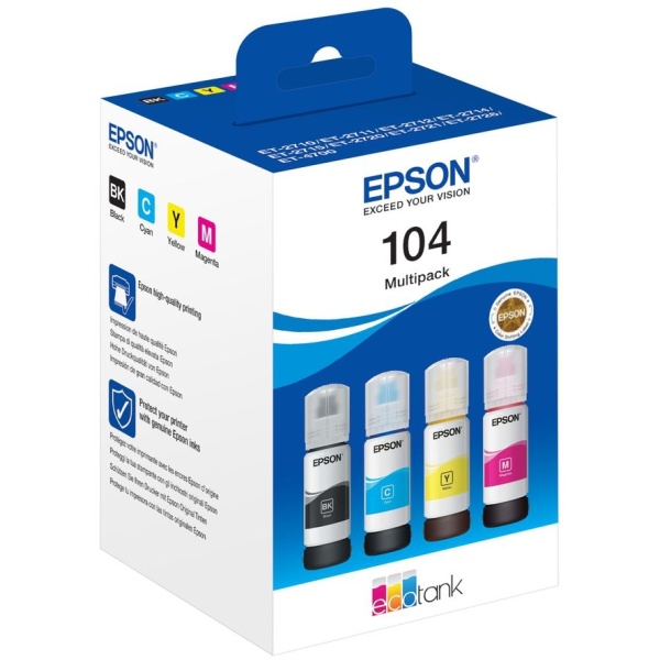 Flacone Epson 104 (C13T00P640) nero-ciano-magenta-giallo - B02104