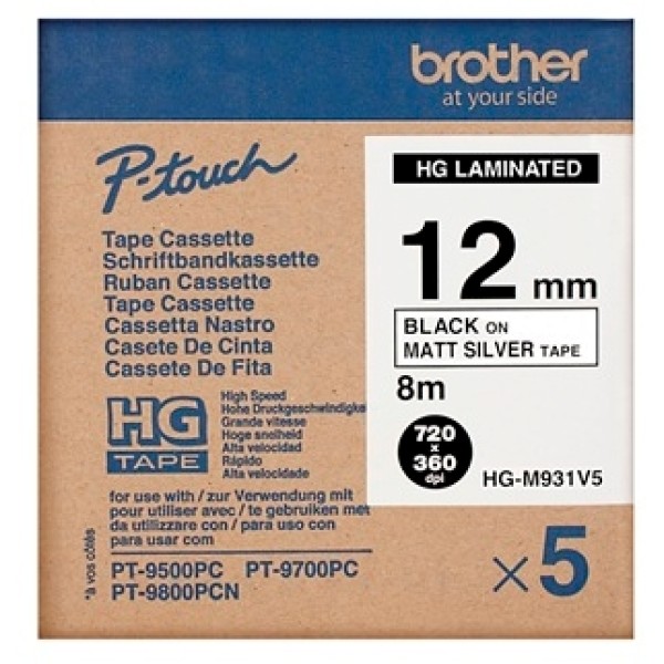Nastro Brother HGM931V5/HGEM931V5 (HGEM931V5) nero-argento opaco - B02306
