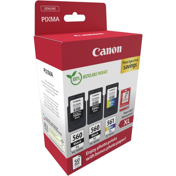 Cartuccia Canon PG-560XL 2 pz /CL-561XL 1 pz wit (3712C012) nero -colore - B02521