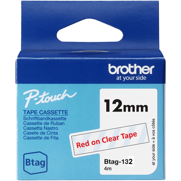 Nastro Brother Btag 132 (BTAG132) rosso-trasparente - B03370