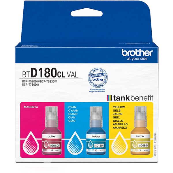 Flacone Brother D180 (BTD180CLVAL) ciano-magenta-giallo - B03649