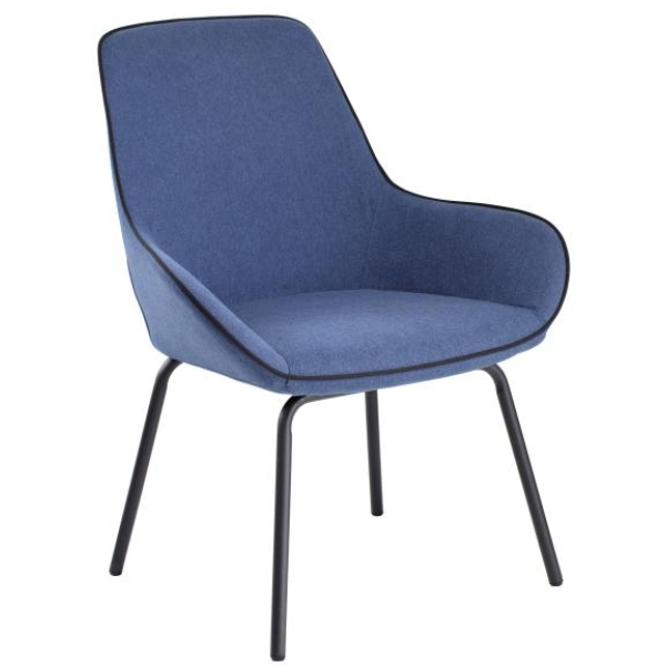 Santa Fe Poltrona attesa con braccioli tessuto blu - E1082B - D01489