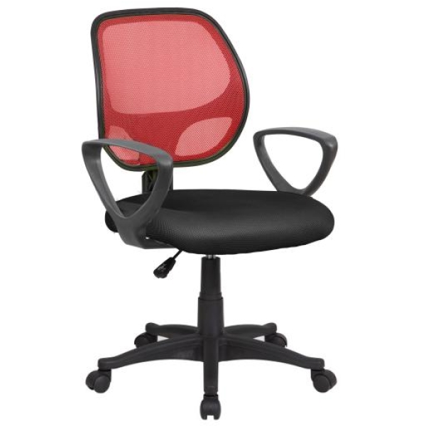 Atlanta Sedia operativa con braccioli rosso/nero - E8088R - D01552