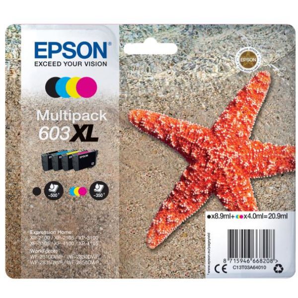 Cartuccia Epson 603XL (C13T03A64010) nero-ciano-magenta-giallo - D01642