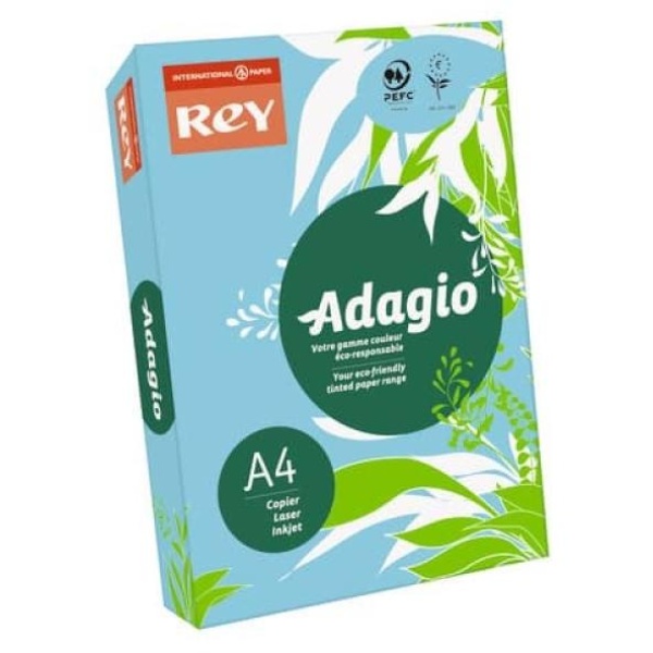 Carta colorata A4 INTERNATIONAL PAPER Rey Adagio blu tenue 48 risma 500 fogli ADAGI080X623 - D02473
