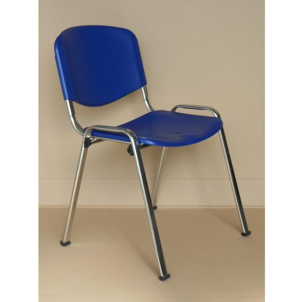 Sedia visitatore Conferenza blu in PP struttura cromata - 002/ISOPCL - D03462