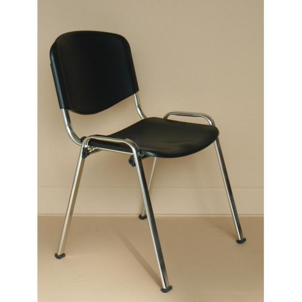 Sedia visitatore Conferenza nera in PP struttura cromata - 002/ISOPCN - D03464