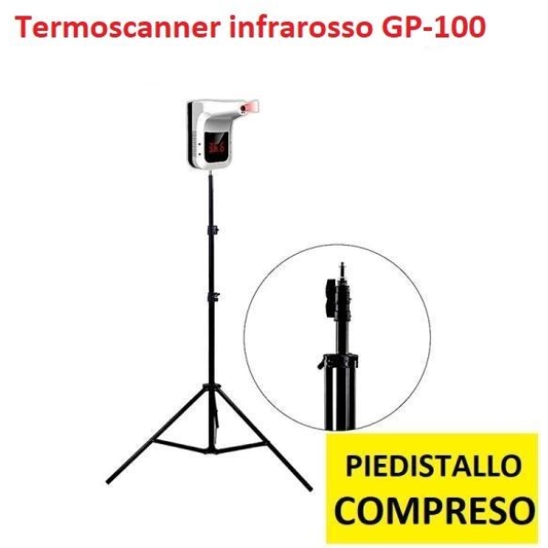 Termoscanner infrarosso GP-100 contactless rapid test con piedistallo regolabile compreso - D03622