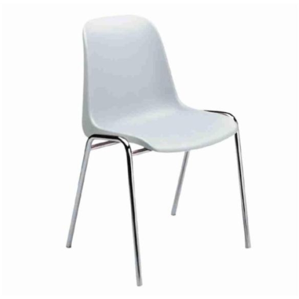 Sedia ospite Elena con fusto cromato e seduta in PPL colore bianco - 002/ELENCB - D03625