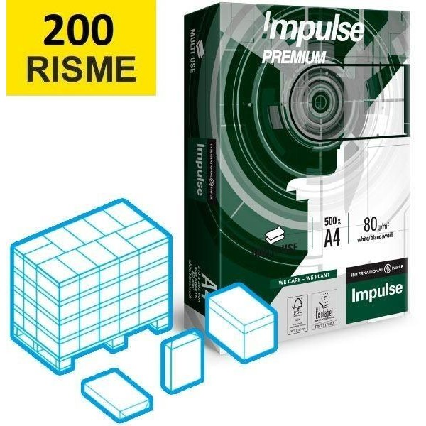 Bancale Carta A4 Impulse Premium - 80 g/m², spessore 105 µm, punto di bianco cie 161da 200 risme - D06655